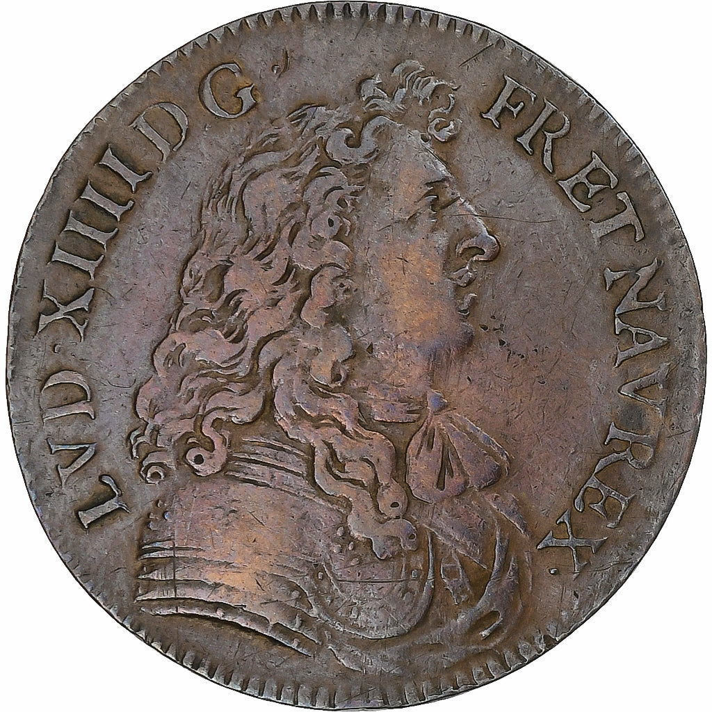 France, Token, Louis XIV, Hercule et Achelous, 1673, Copper, EF(40-45)