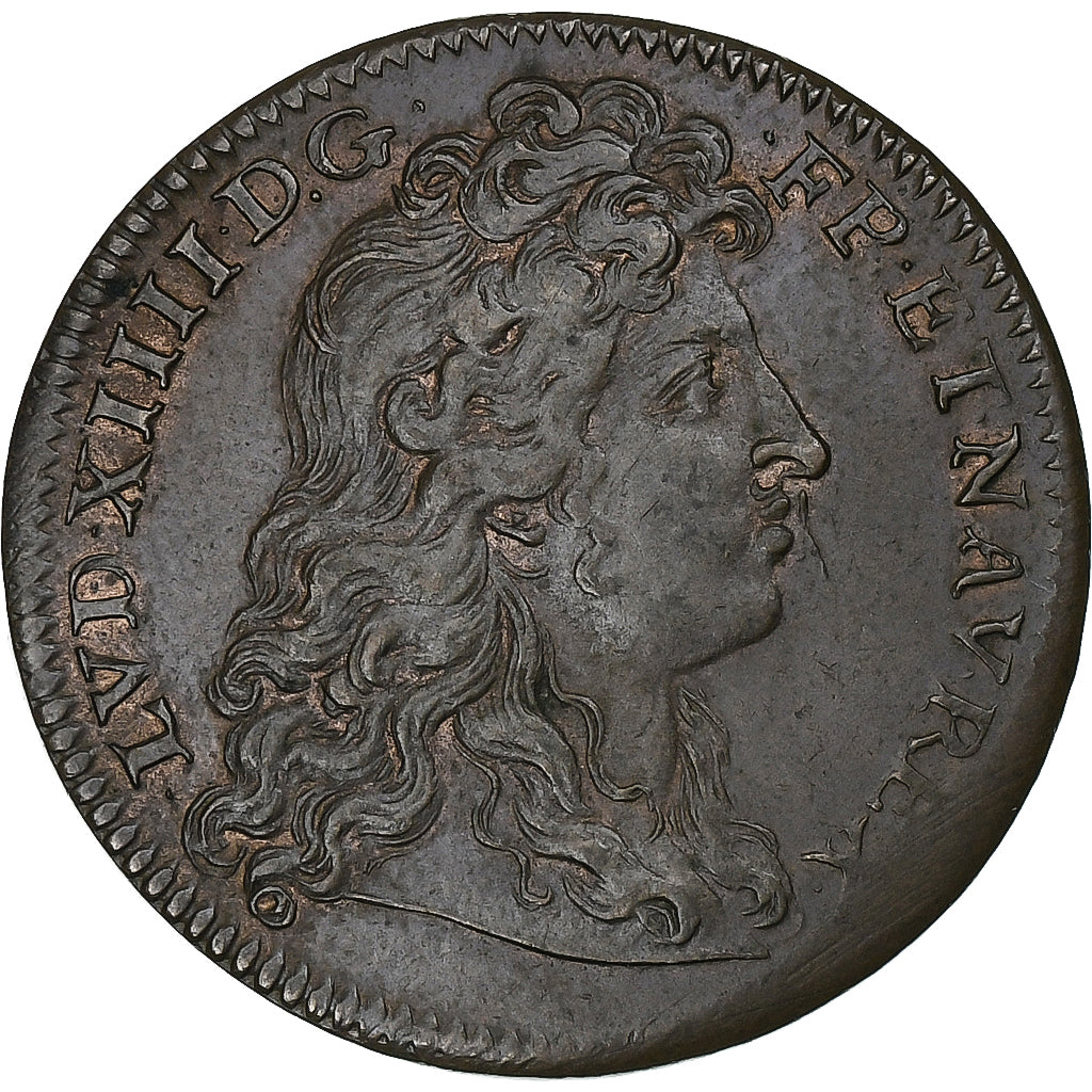France, Token, Louis XIV, Rattachement de Bar à la France, Copper, VF(30-35)