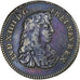 France, Token, Louis XIV, Nec Pluribus Impar, 1664, Copper, VF(30-35)