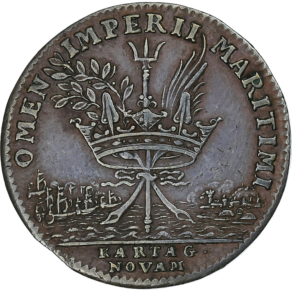France, Token, Louis XIV, Défaite espagnole à Carthagène, Copper, AU(50-53)