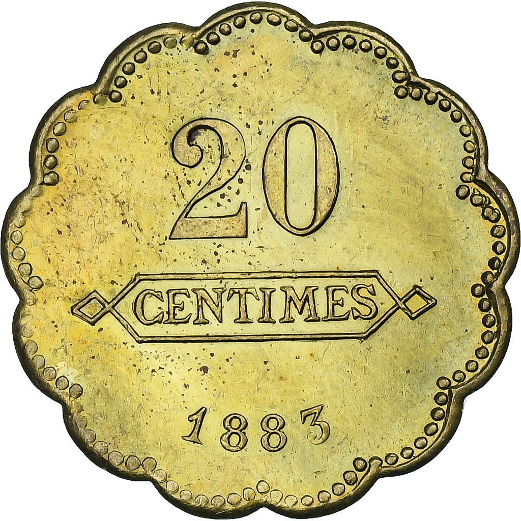 Francja, Aciéries de Longwy, Hôtel Economat, 20 Centimes, 1883, AU(55-58)