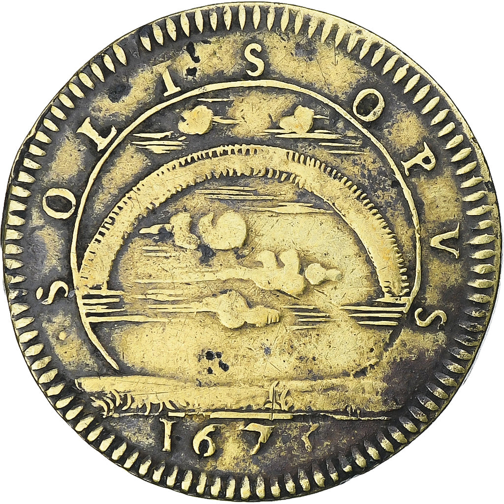 France, Token, Louis XIV, mariage du roi, 1673, Brass, VF(30-35), Feuardent:3000
