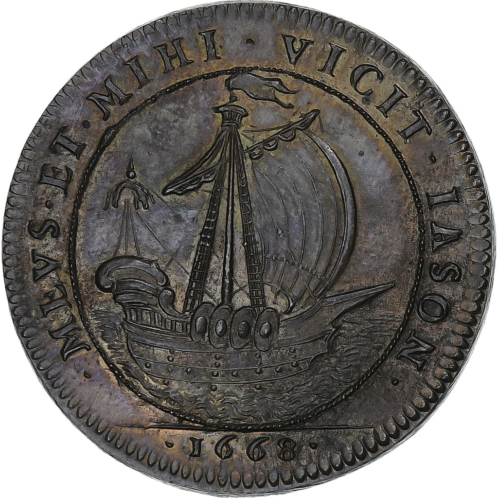 France, Token, Marie-Thérèse, Le navire des Argonautes, 1668, Copper