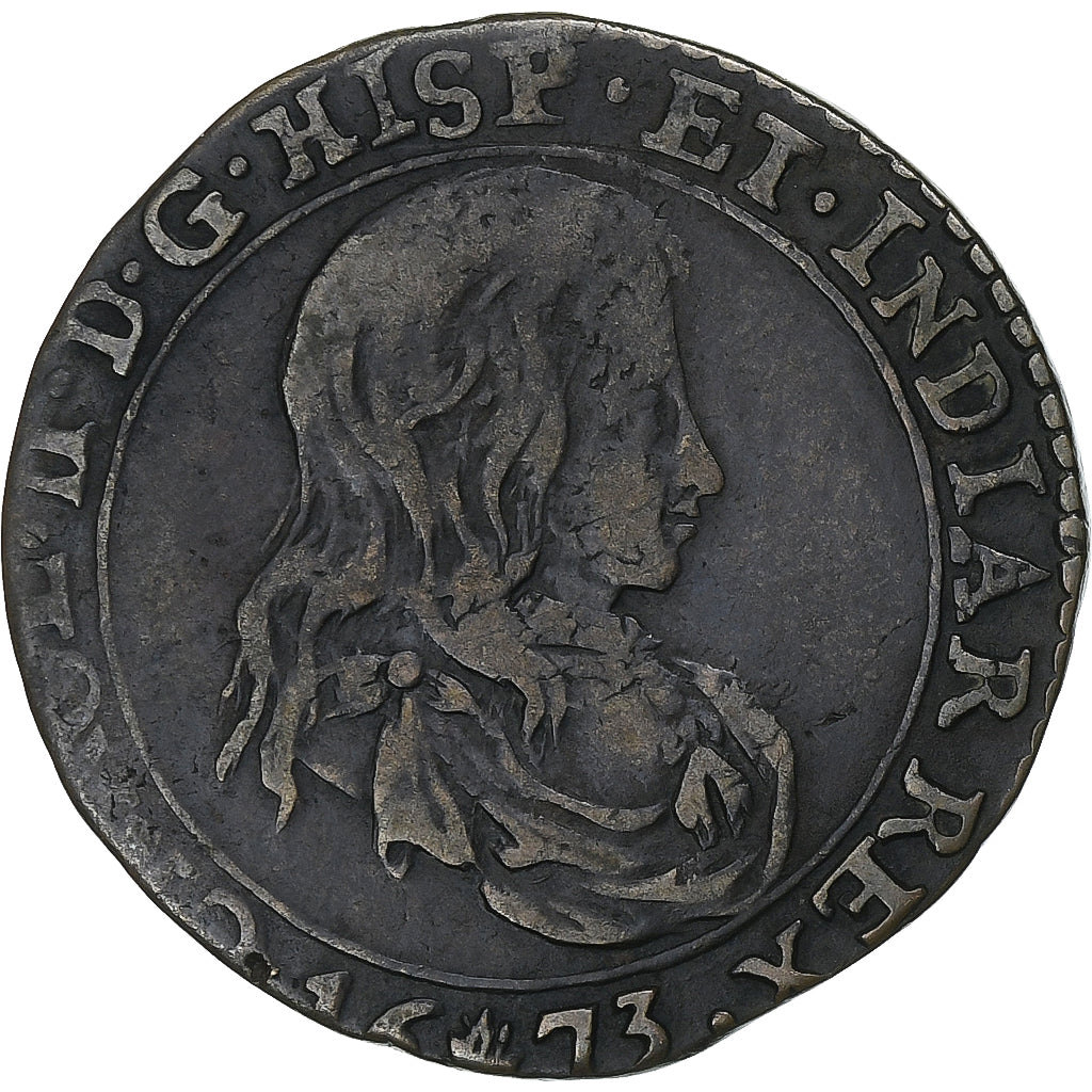 Países Baixos Espanhóis, Token, Carlos II, 1673, Anvers, Cobre, VF(30-35)