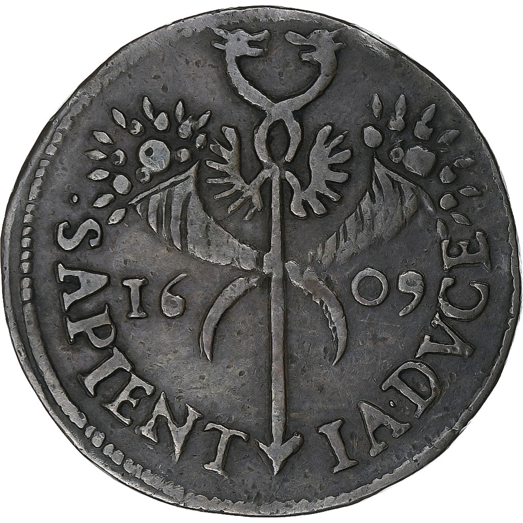 Pays-Bas espagnols, Jeton, Albert & Isabelle, 1609, Anvers, Cuivre, TTB