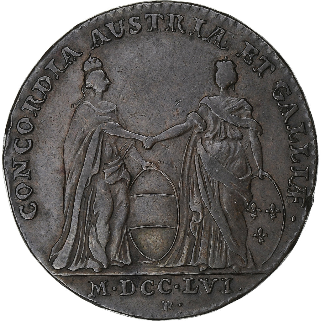 Países Baixos Austríacos, Token, Alliance avec la France, 1756, Namur, Cobre