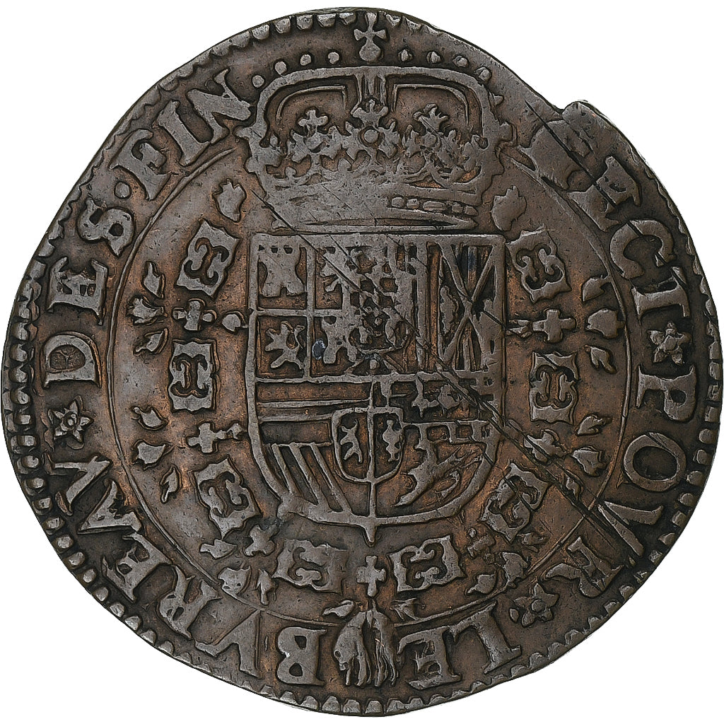 Paesi Bassi Spagnoli, ficha, Charles II, Bureau des Finances, 1678, Rame, BB