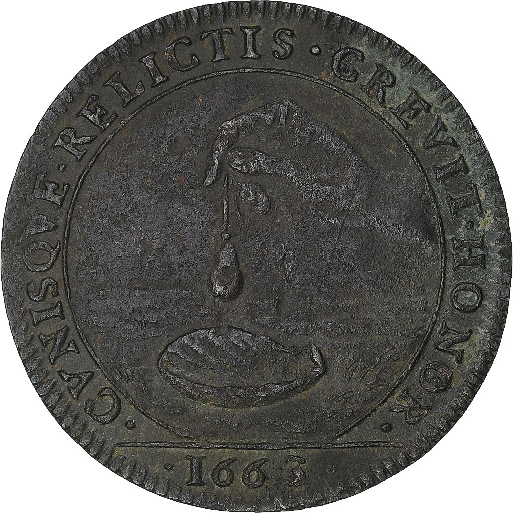 France, Token, Marie-Thérèse, Trésorerie de la reine, 1663, Copper