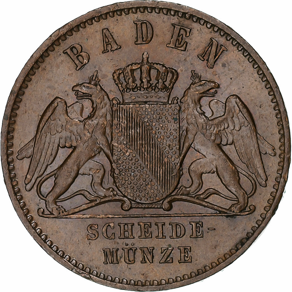 Alemanha, BADEN, Friedrich I, Kreuzer, 1864, Cobre, AU(55-58), KM:242