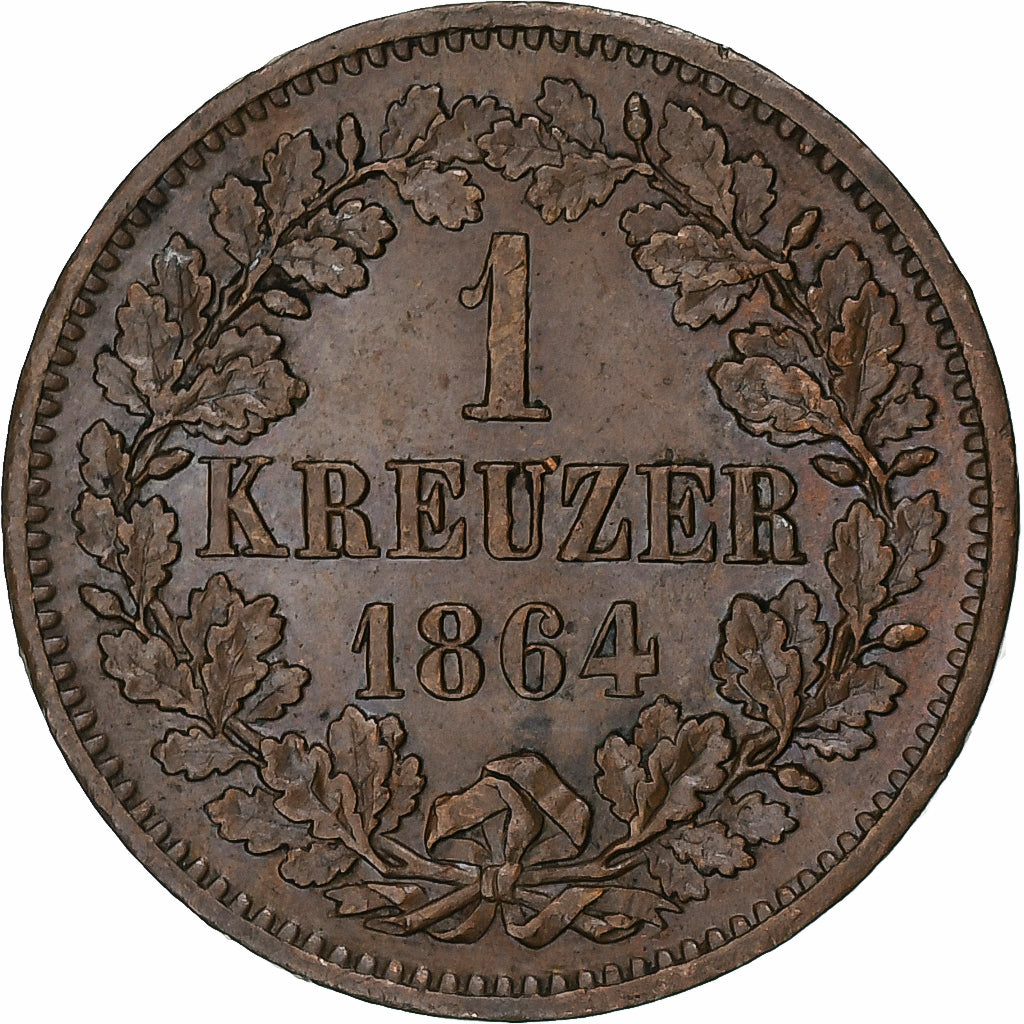 Alemanha, BADEN, Friedrich I, Kreuzer, 1864, Cobre, AU(55-58), KM:242