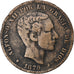 Spagna, Alfonso XII, 10 Centimos, 1879, Barcelona, Rame, MB+, KM:675