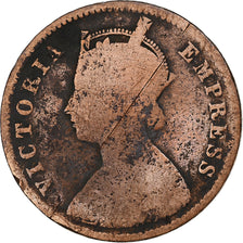 India-British, Victoria, 1/4 Anna, 1891, Calcutta, Copper, VF(20-25), KM:486