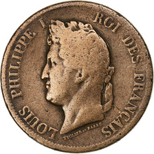 French colonies, Louis-Philippe, 10 Centimes, 1844, Paris, Bronze, VF(20-25)