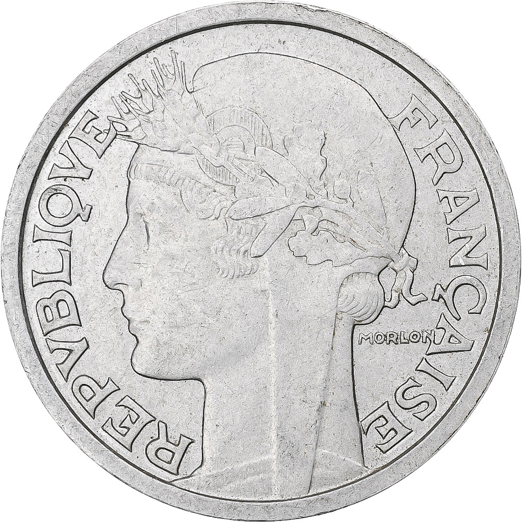 Francja, 2 Francs, Morlon, 1946, Beaumont-Le-Roger, Aluminium, AU(50-53)