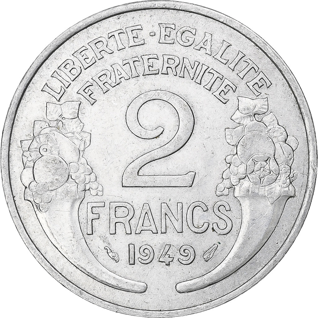 Francia, 2 Francs, Morlon, 1949, Paris, Alluminio, BB+, Gadoury:538a, KM:886a.1