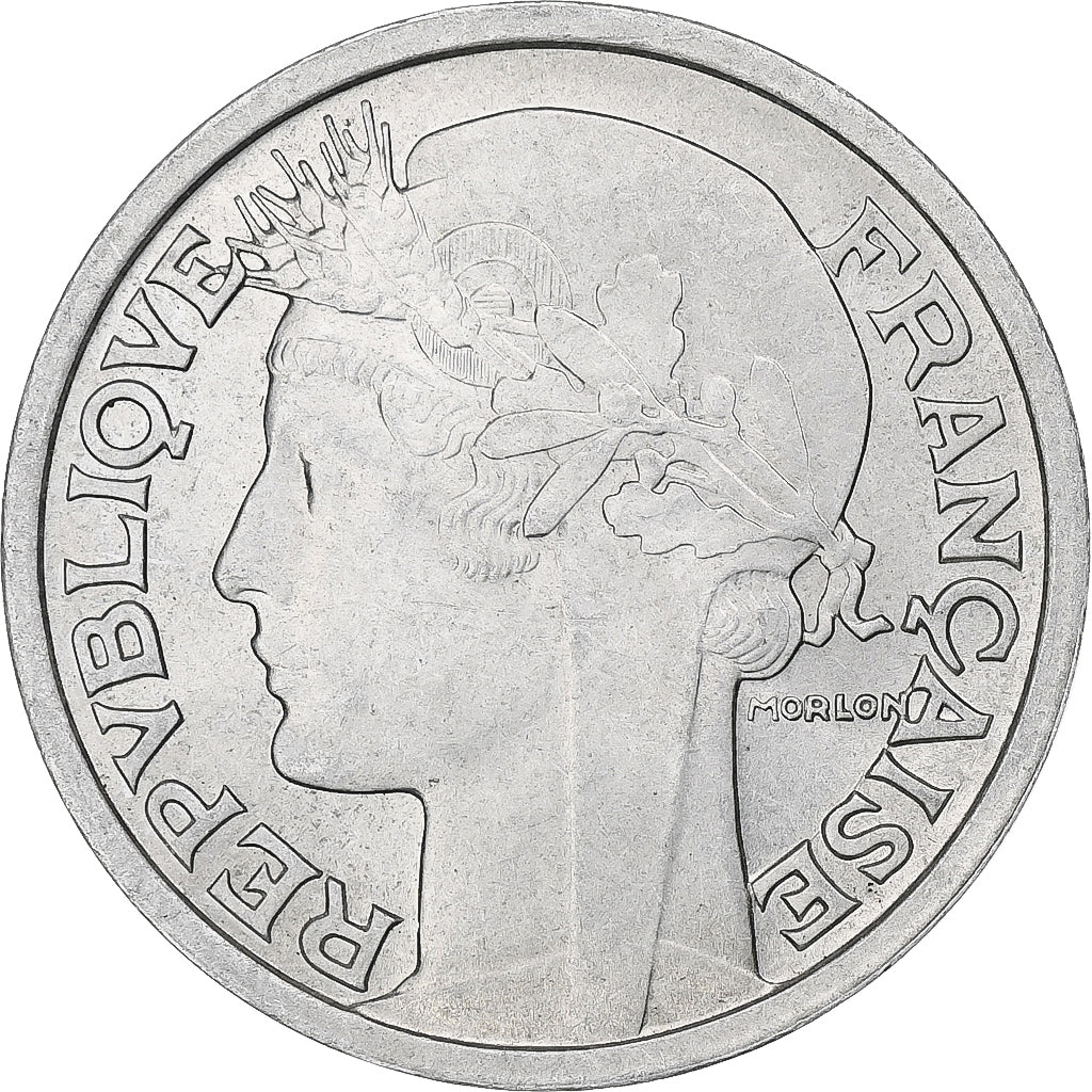 Frankrijk, 2 Francs, Morlon, 1949, Beaumont-Le-Roger, Aluminium, PR