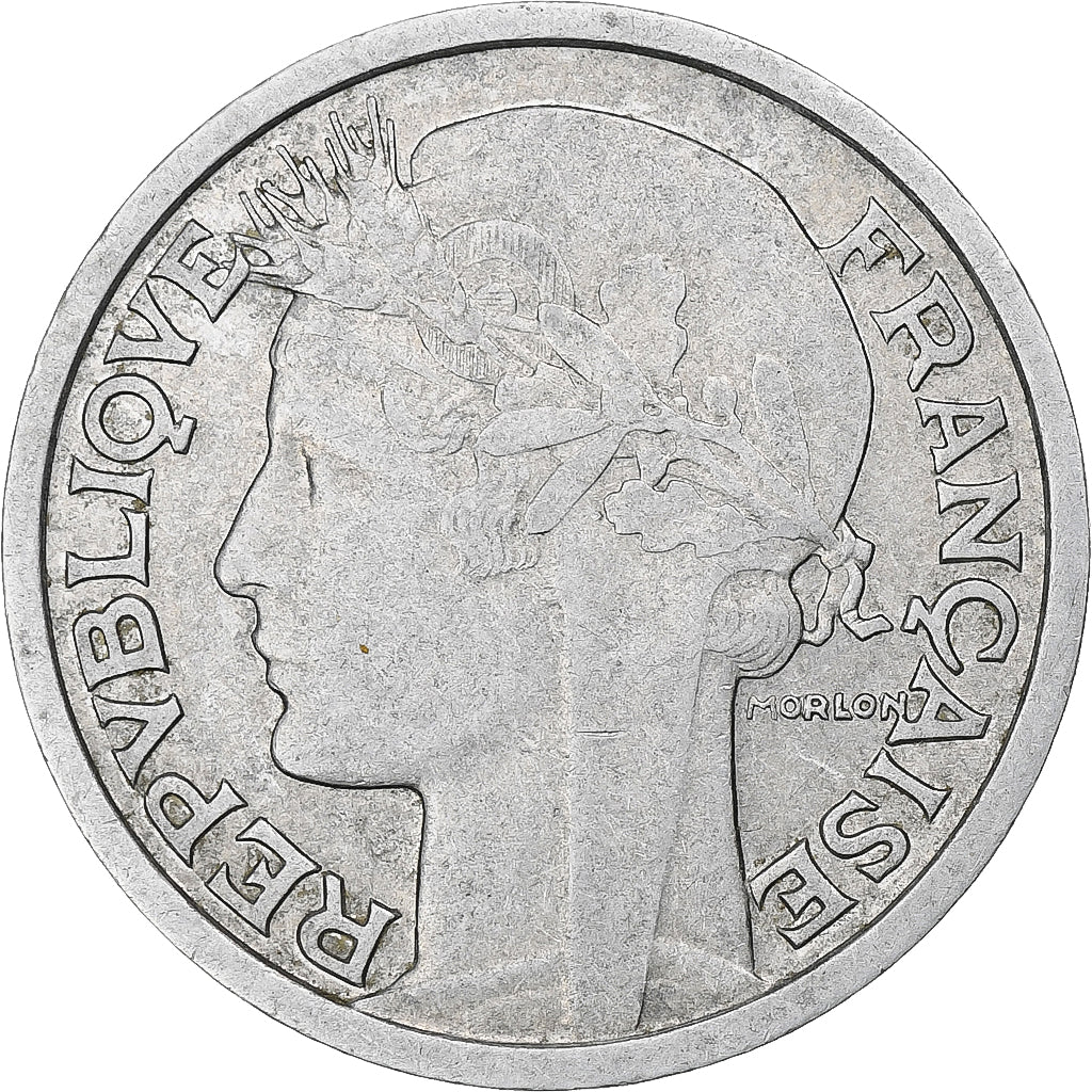 França, 2 Francs, Morlon, 1950, Beaumont-Le-Roger, Alumínio, EF(40-45)
