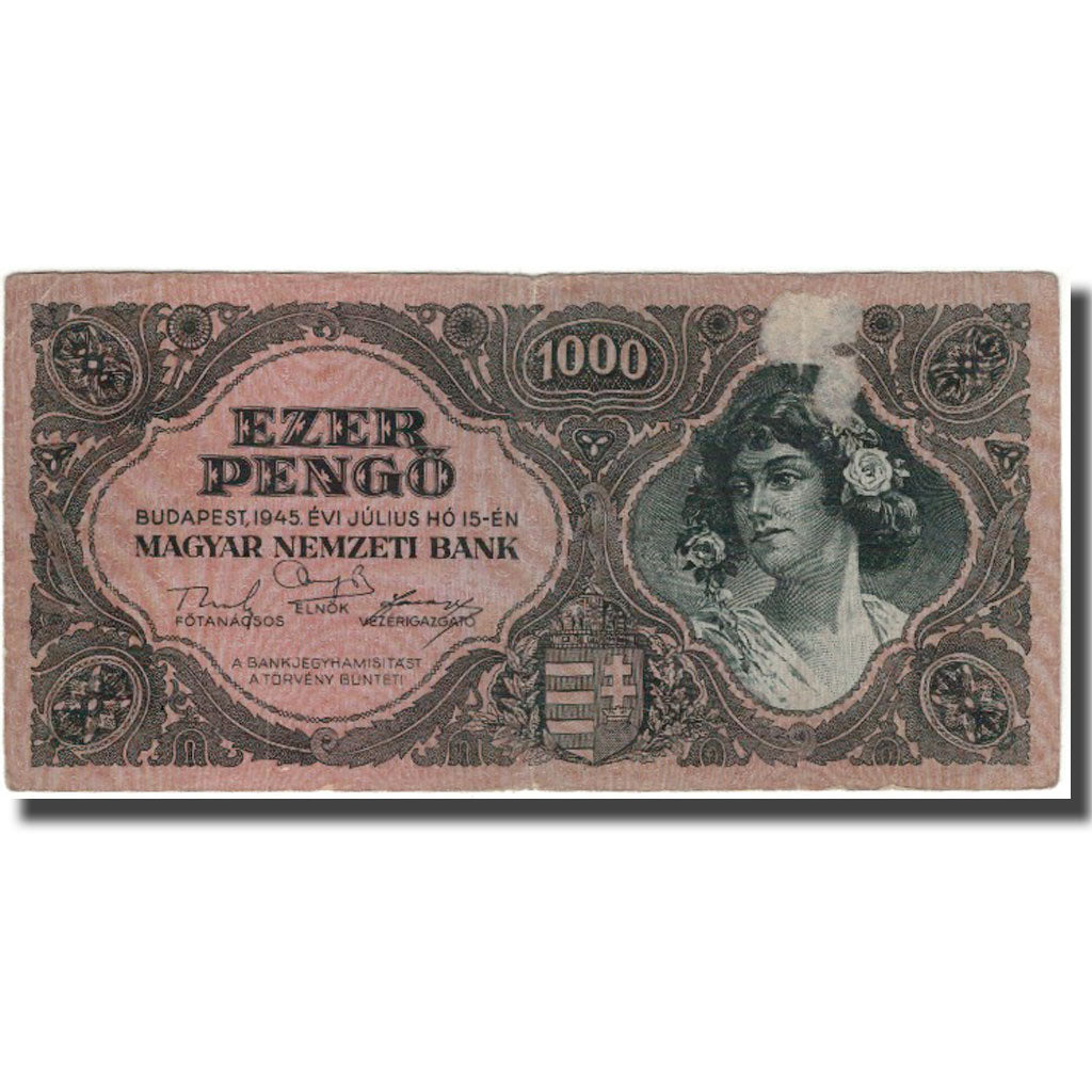 Banknote, Hungary, 1000 Pengö, 1945-07-15, KM:118a, VF(20-25)