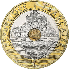 France, 20 Francs, Mont Saint Michel, 1994, Pessac, Tri-Metallic, MS(63)