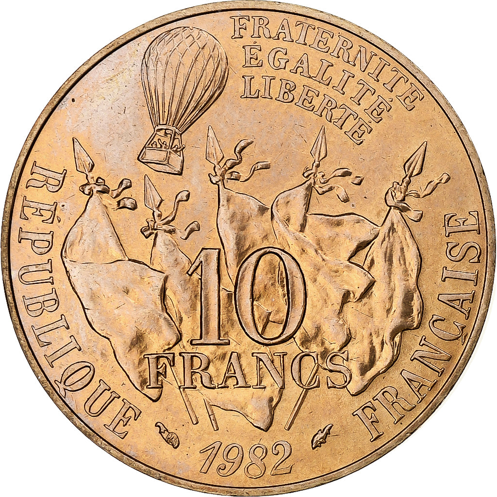 France, 10 Francs, Gambetta, 1982, Pessac, Copper-nickel Aluminium, MS(63)