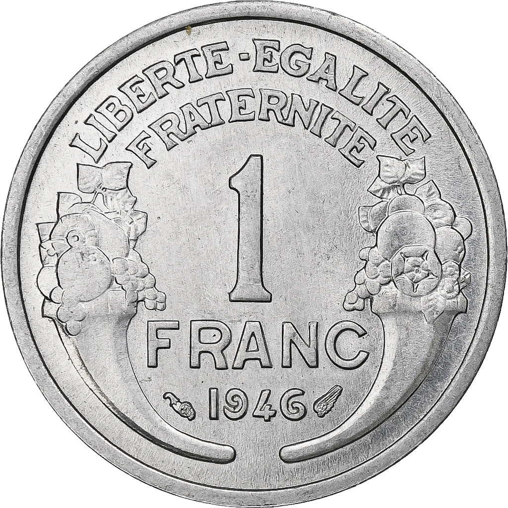 França, Franc, Morlon, 1946, Paris, Alumínio, MS(63), Gadoury:473a, KM:885a.1