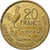 França, 20 Francs, Guiraud, 1951, Beaumont-Le-Roger, Cobre-Alumínio