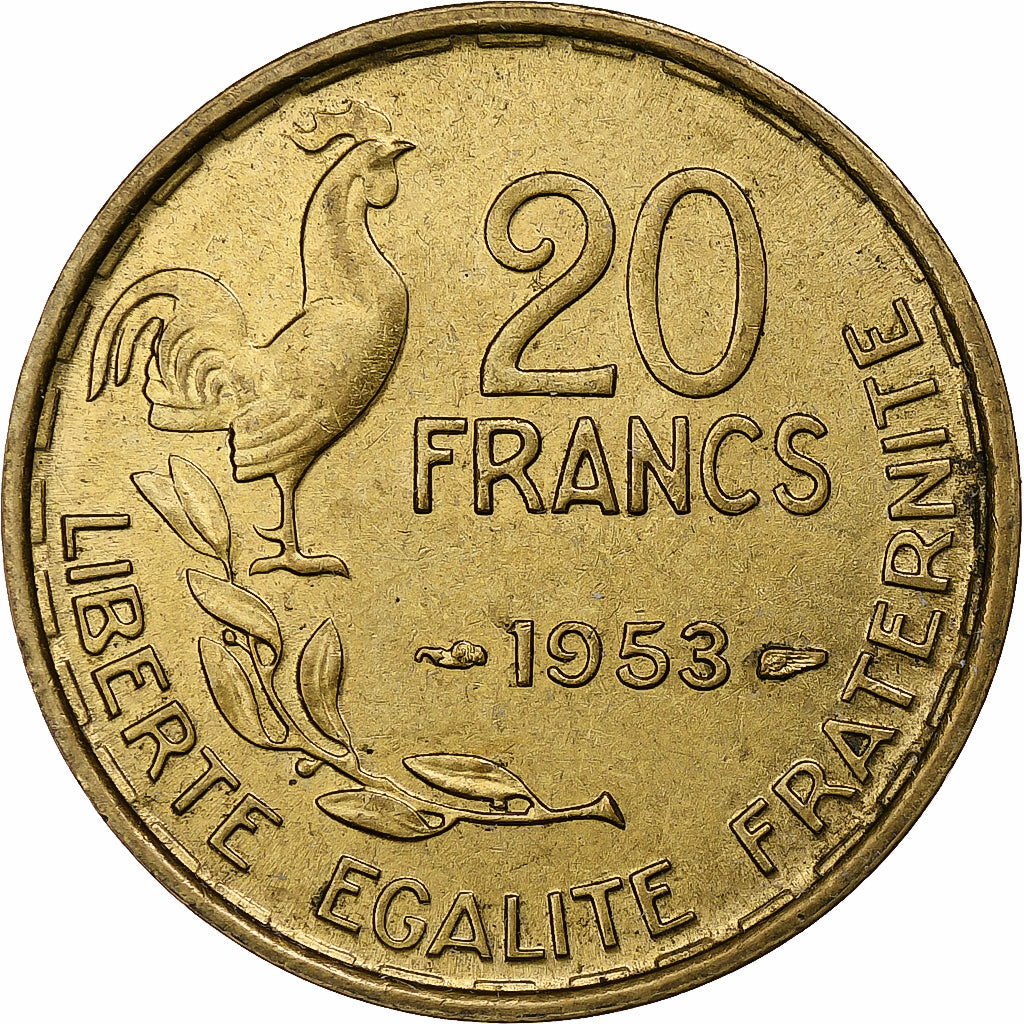 Frankrijk, 20 Francs, Guiraud, 1953, Paris, Cupro-Aluminium, PR, Gadoury:865