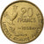 França, 20 Francs, Guiraud, 1953, Paris, Cobre-Alumínio, AU(55-58)