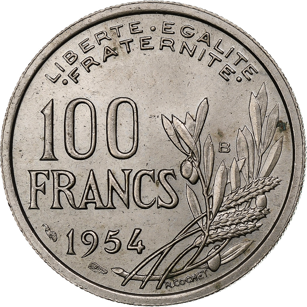 Frankreich, 100 Francs, Cochet, 1954, Beaumont-Le-Roger, Kupfer-Nickel, VZ