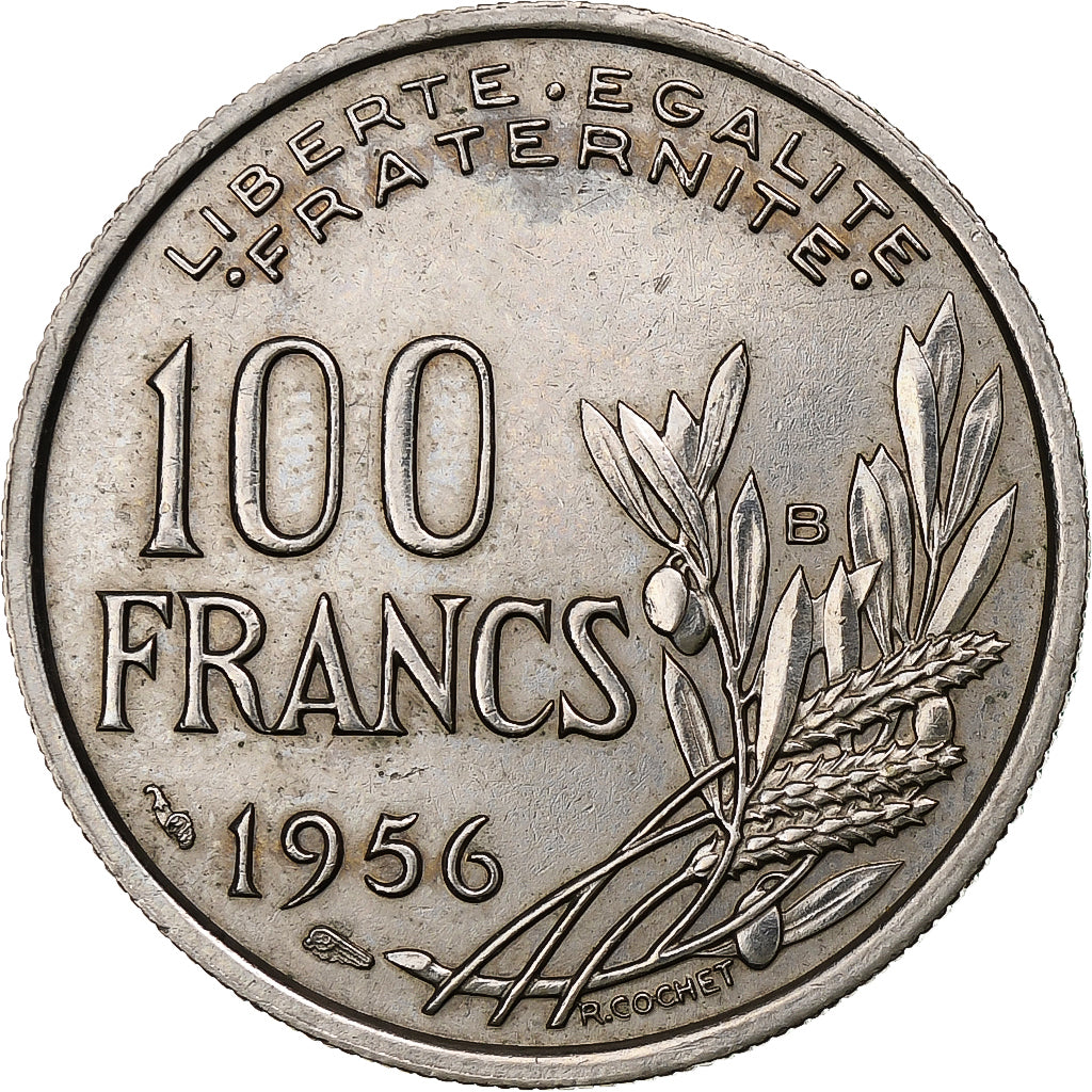 Frankreich, 100 Francs, Cochet, 1956, Beaumont-Le-Roger, Kupfer-Nickel, SS+