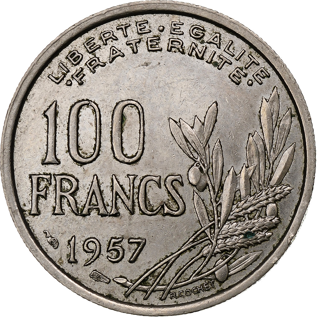 Francia, 100 Francs, Cochet, 1957, Paris, Cobre - níquel, MBC+, Gadoury:897
