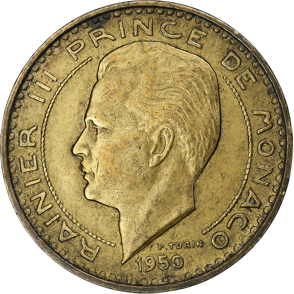 Monaco, Rainier III, 10 Francs, 1950, Paris, Rame-alluminio, BB+, Gadoury:MC139