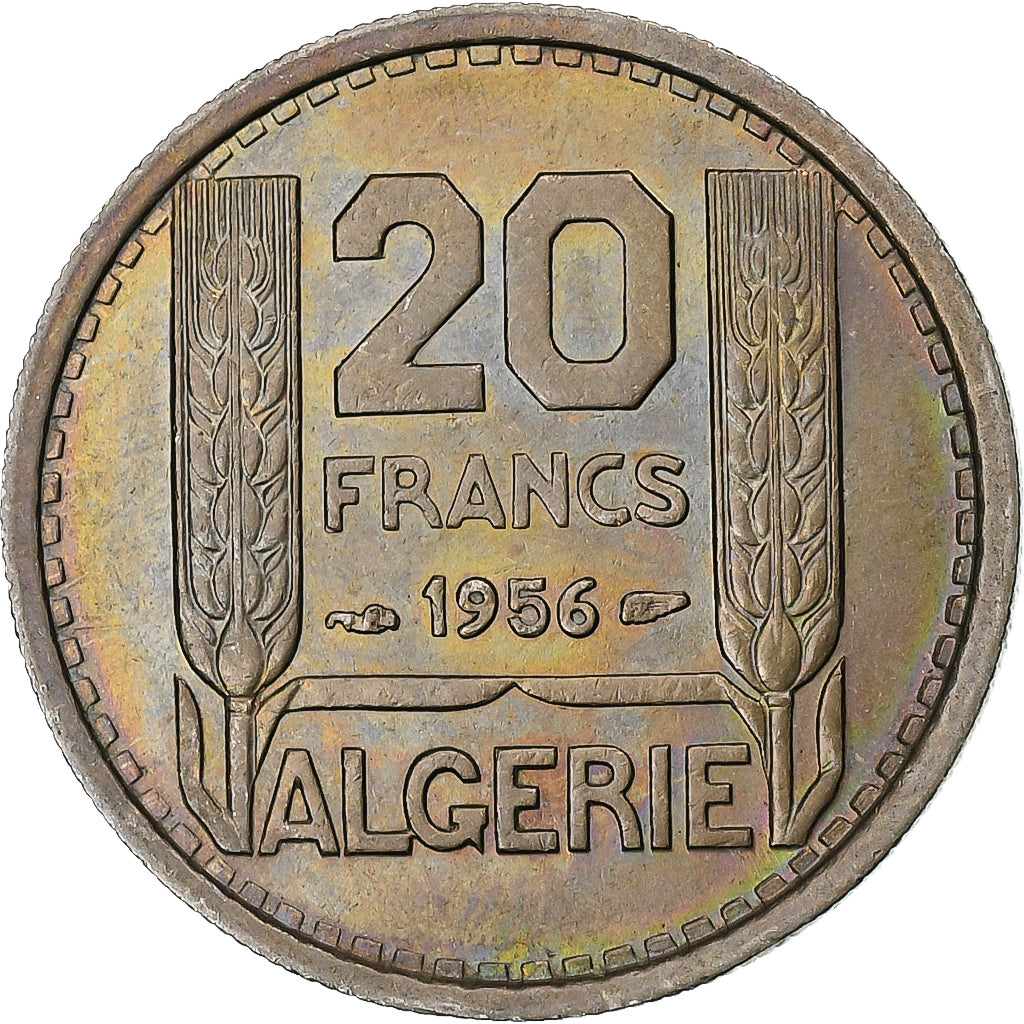 France, Algérie, 20 Francs, 1956, Paris, Copper-nickel, MS(60-62), KM:91
