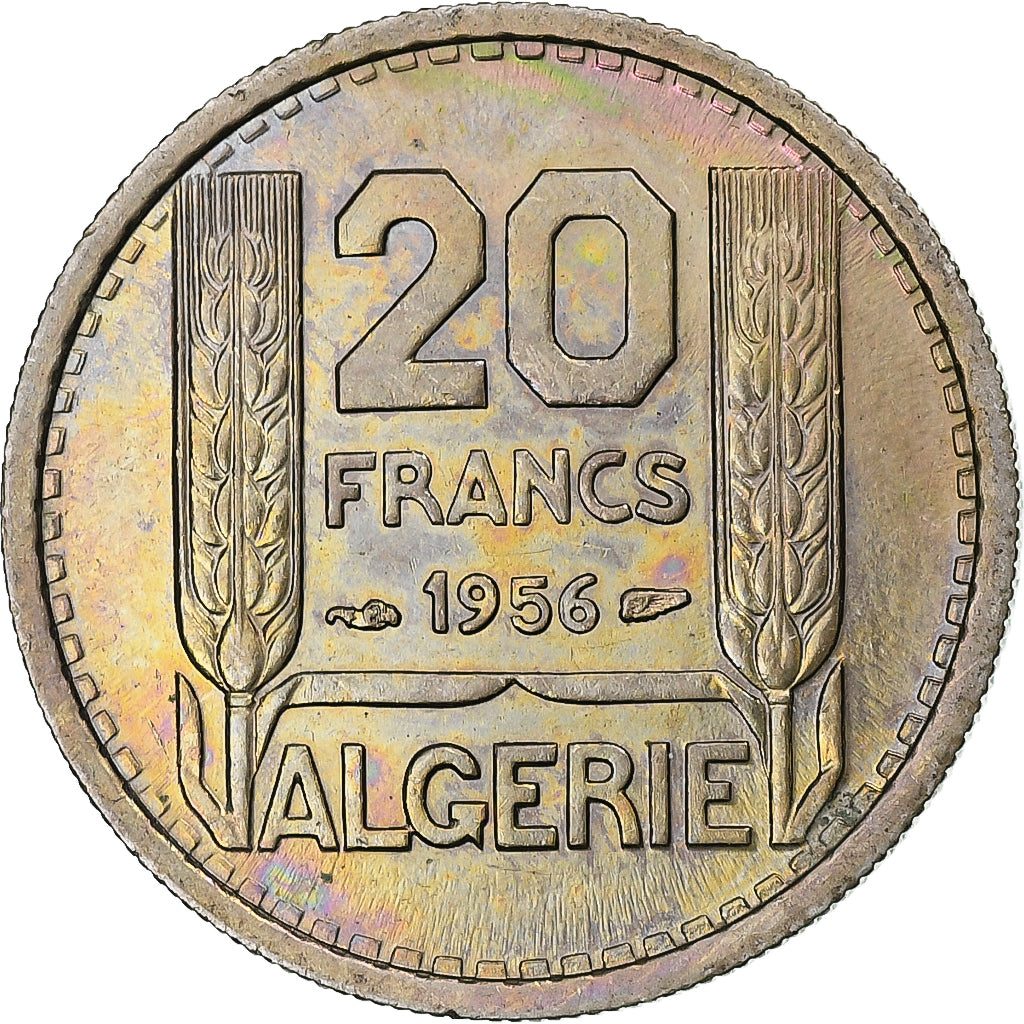 França, Algérie, 20 Francs, 1956, Paris, Cobre-níquel, MS(60-62), KM:91