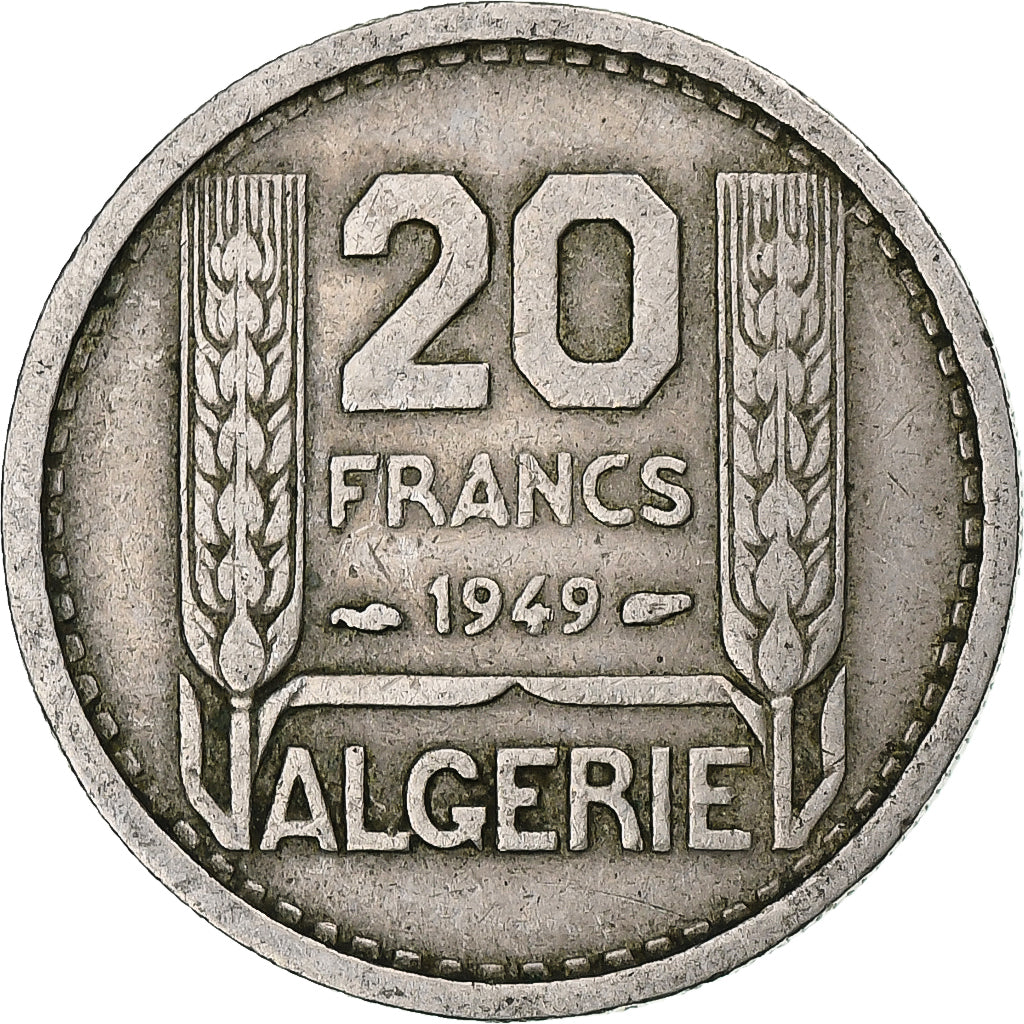 Francia, Algérie, 20 Francs, 1949, Paris, Rame-nichel, MB+, KM:91