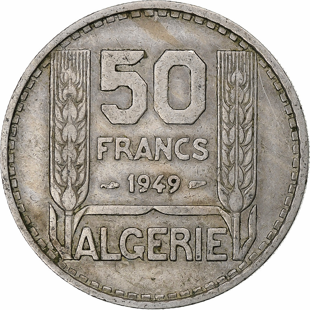 France, Algérie, 50 Francs, 1949, Paris, Copper-nickel, EF(40-45), KM:92