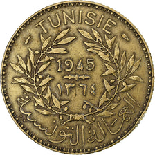 France, Tunisie, Muhammad VIII, 2 Francs, 1945, Paris, Bronze-Aluminium, TTB