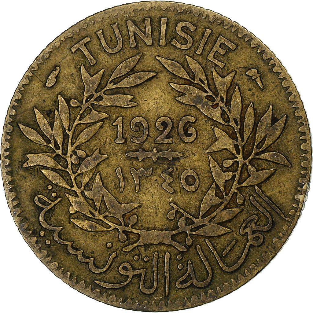 Frankreich, Tunisie, Muhammad VI, Franc, 1926, Paris, Aluminum-Bronze, S+