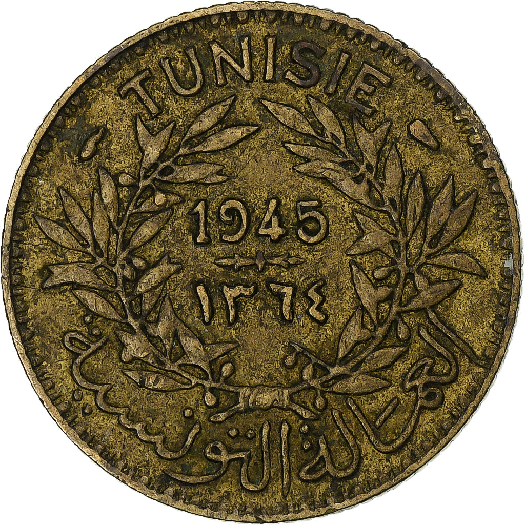 France, Tunisie, Muhammad VI, Franc, 1945, Paris, Bronze-Aluminium, TTB, KM:247