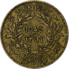 France, Tunisie, Muhammad VI, Franc, 1945, Paris, Bronze-Aluminium, TTB, KM:247