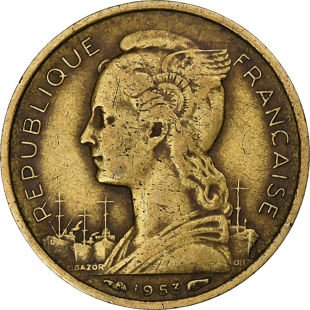 France, Madagascar, 10 Francs, 1953, Paris, Bronze-Aluminium, TTB, KM:6