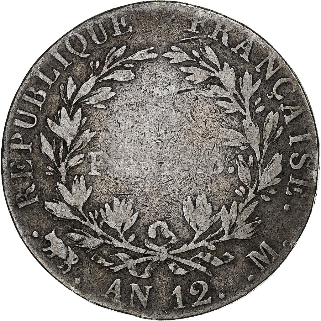 Francia, Napoleon I, 5 Francs, An 12, Toulouse, Plata, BC, Gadoury:579