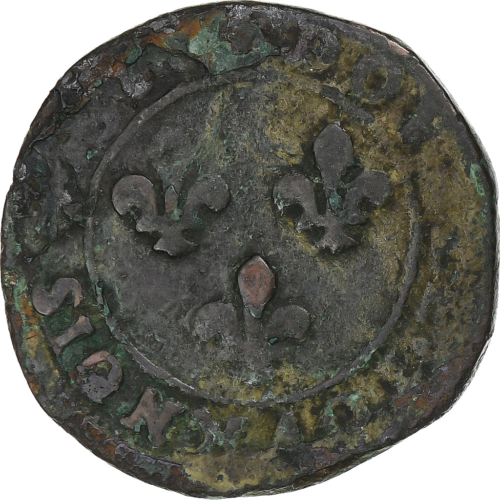 France, Henri III, Double Tournois, Copper, F(12-15), Gadoury:455