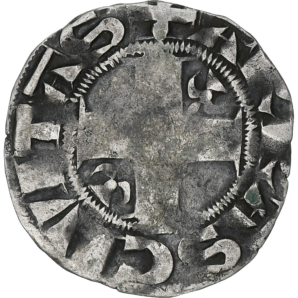 France, Philippe II Auguste, Denier Parisis, 1180-1223, Arras, Billon
