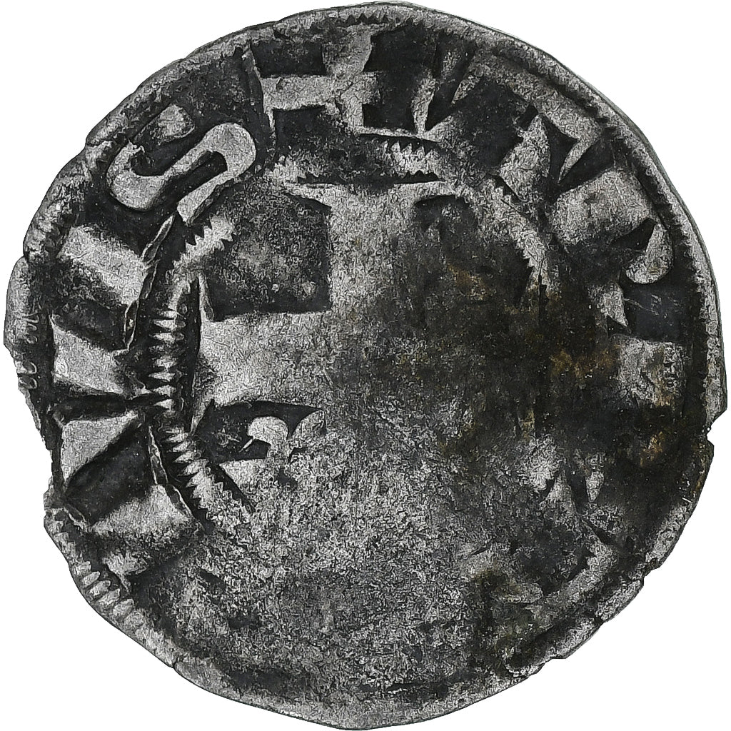 France, Philippe II Auguste, Denier Parisis, 1180-1223, Arras, Billon