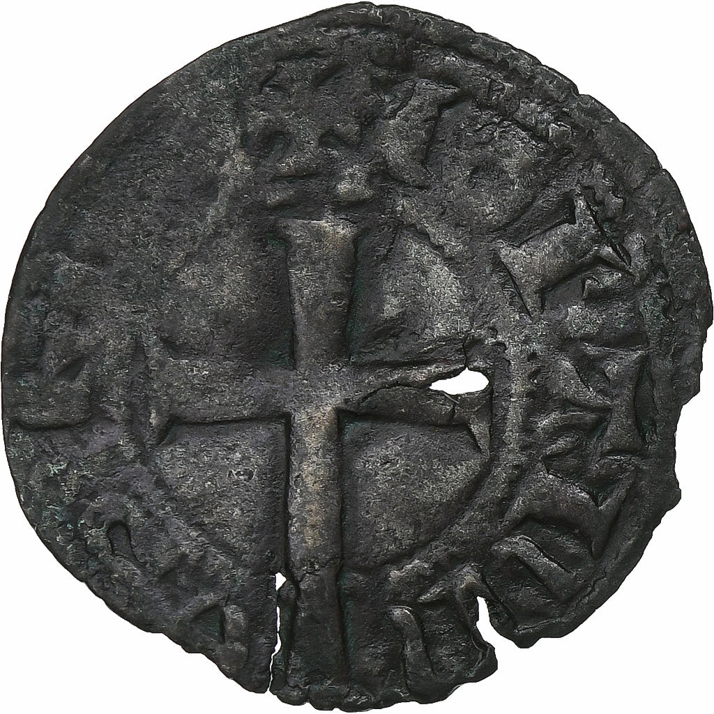 Francia, Jean II le Bon, Denier Tournois, 1355-1356, Vellón, BC+, Duplessy:339