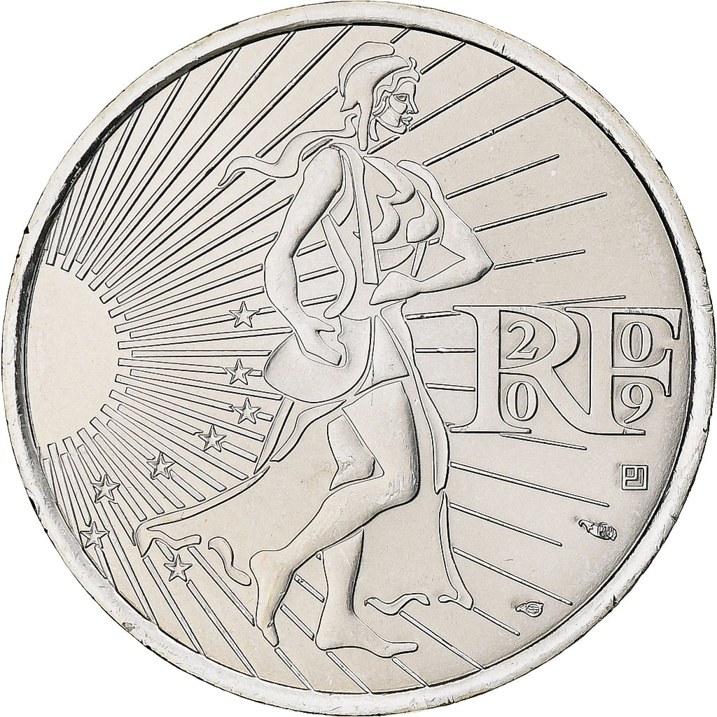 Francja, 10 Euro, Semeuse, 2009, Monnaie de Paris, Srebro, MS(63), KM:1580