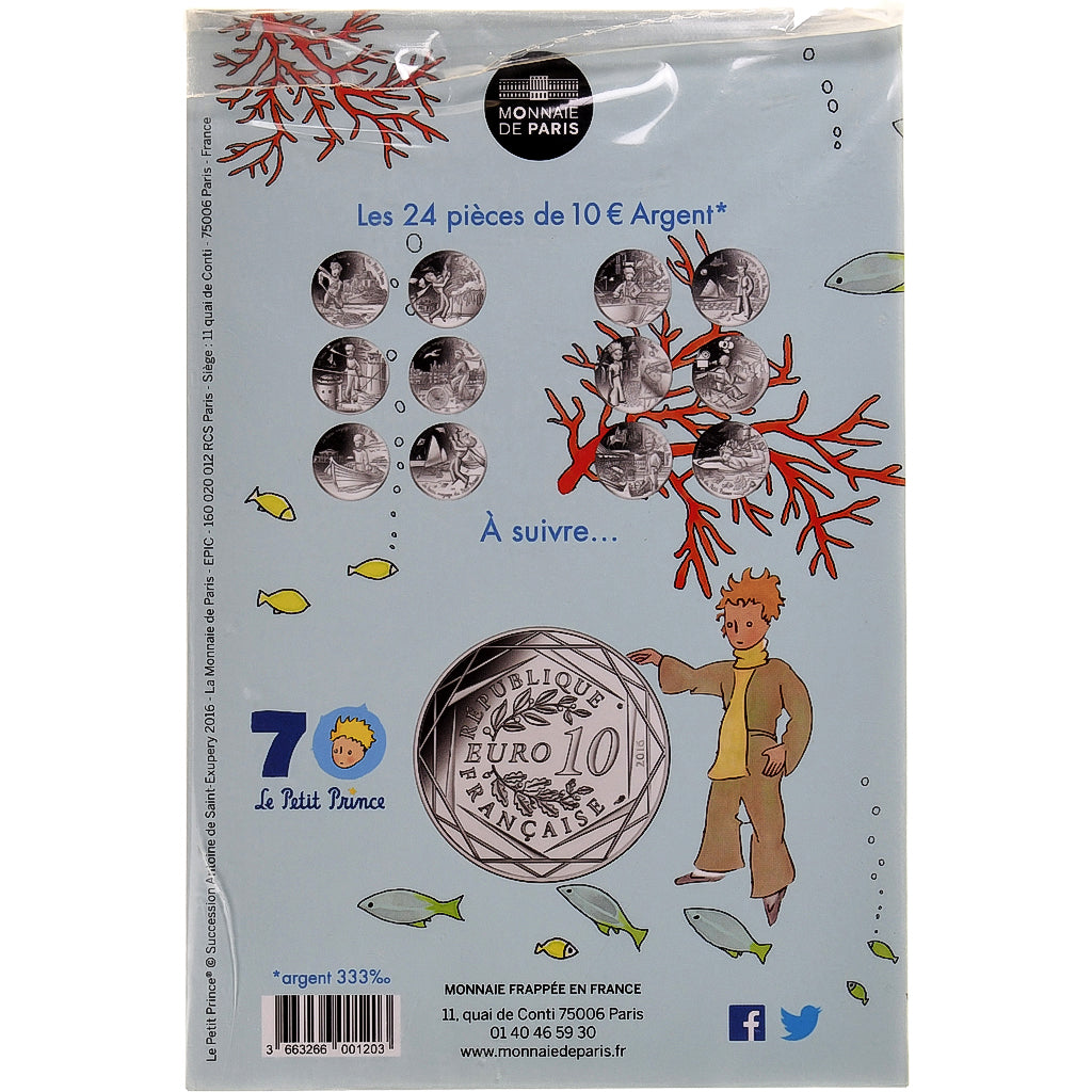 France, 10 Euro, Petit Prince à la mer, 2016, MDP, Argent, FDC