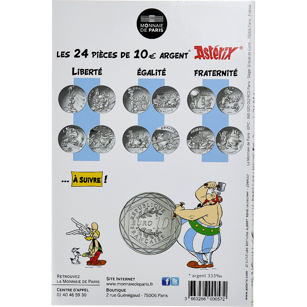 Francia, 10 Euro, Astérix Fraternité (Astérix en Hispanie), 2015, MDP