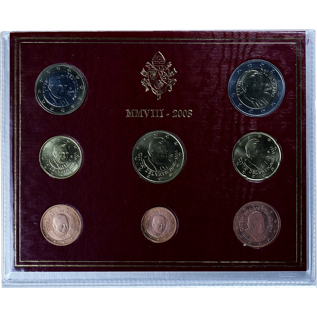 Vatican, Benoît XVI, 1 Cent to 2 Euro, 2008, Rome, FDC